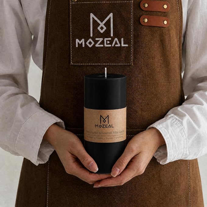 MOZEAL 3" x 4" Hand-Poured Unscented Candle, Dripless Pillar Candle Set of 3 - Image 2