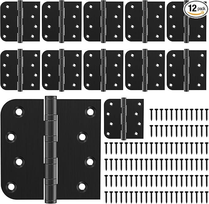 KOLET Ball Bearing Door Hinges, 4 x 4 Inches, Matte Black, 12 Pack | Heavy Duty by KOLET