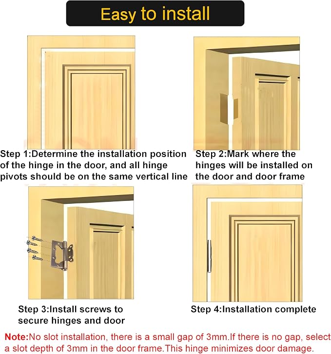 5 Inch No Mortise Door Hinges, Heavy-Duty 304 Stainless Steel Hinges - Image 7