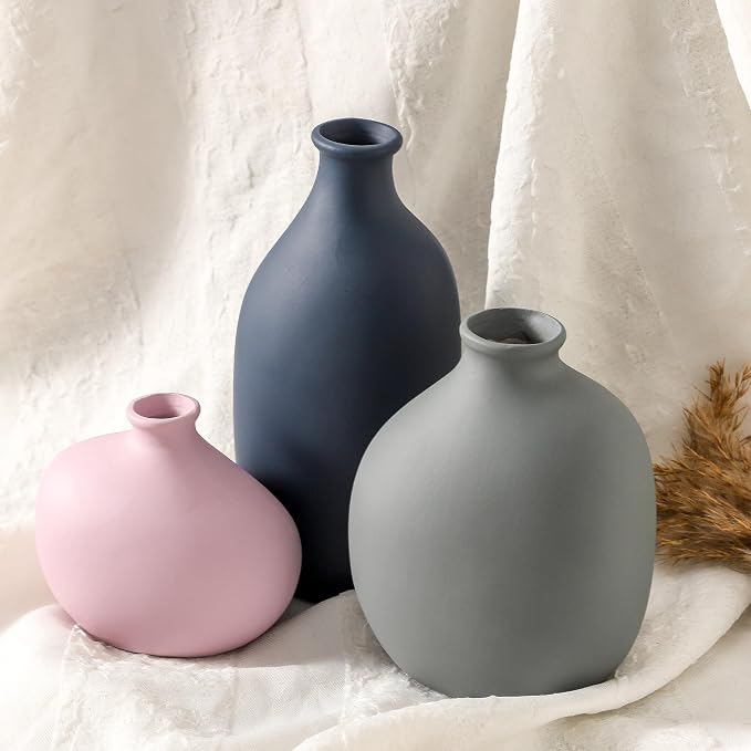 Small Ceramic Vase Set of 3, Modern Decorative Pottery Vases | Three different - Image 5