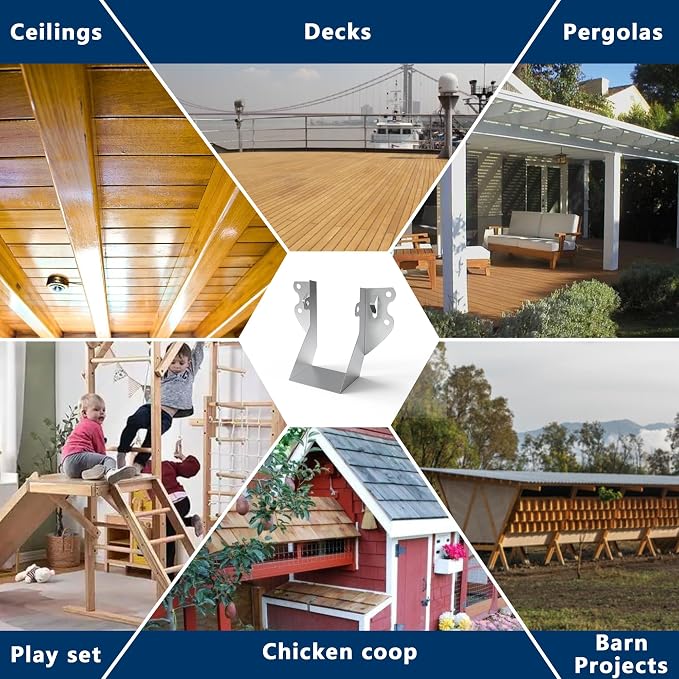 25 pcs 2x4 Joist Hangers with Screws, Galvanized Face Mount Hurricane Tie | - Image 7