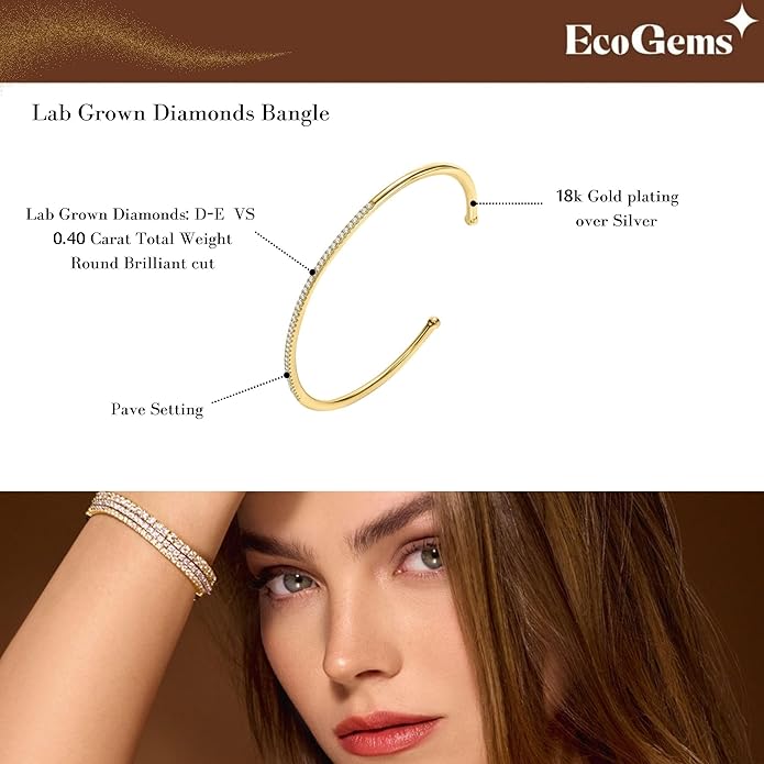 EcoGems Lab Grown Gemstone & Moissanite Bracelets – 14K White or Yellow Gold Plated Sterling Silver – Featuring Lab Grown Diamonds, Emeralds, Paraiba, Sapphire & Pearls – Sustainable Luxury Gift with Gift Box