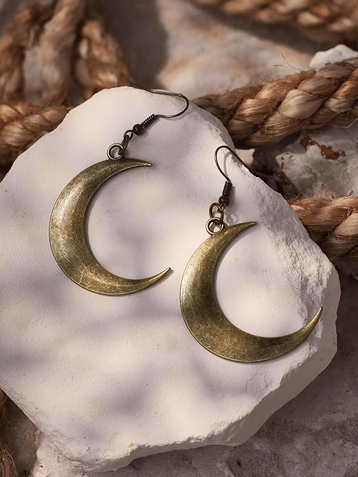 MINACHI Simple Crescent Moon Dangle Drop Earrings, Fashion Statement Jewelry Gift for Women
