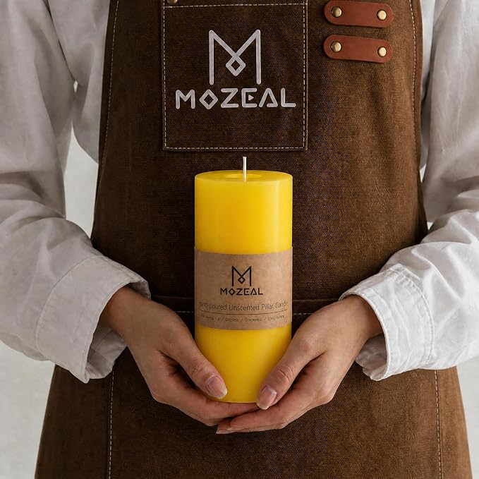 MOZEAL 3" x 4" Hand-Poured Unscented Candle, Dripless Pillar Candle Set of 3 - Image 2