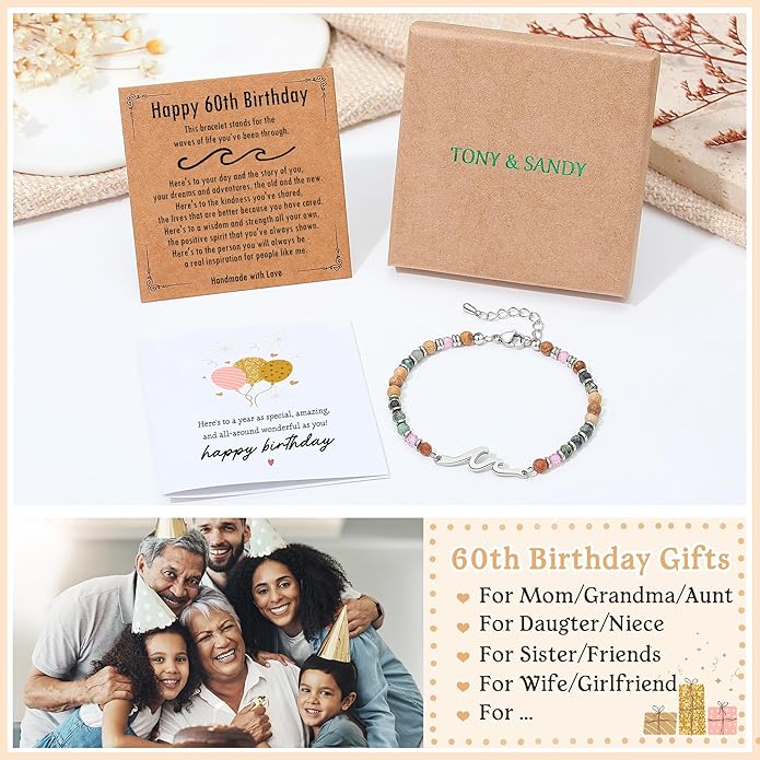TONY & SANDY Friend Gifts for Women, Unique Valentine's Day Gifts for Her, Sister Gifts from Sister, Wave Bracelet, Christmas Birthday Gifts for Women, Bestie Friendship Bracelets