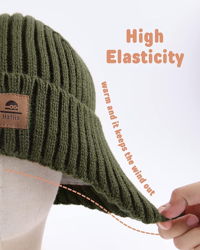 Baby Beanie Fleece Lined Toddler Winter Hat with Ear Flaps Little Girls Boys Warm Hats Cute Beanies for Kids