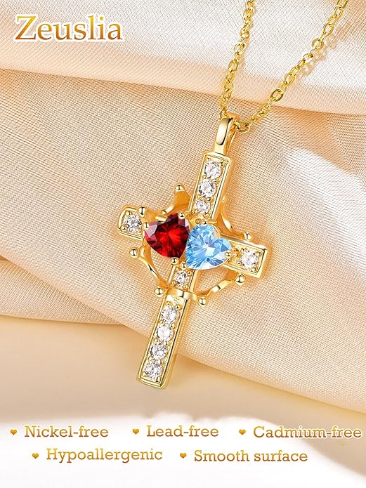 Valentine's Day Gifts for Wife 925 Sterling Silver Double Birthstone Pendant Necklaces I Love You for Always and Forever Necklace Anniversary Birthday Gifts for Wife Girlfriend Mom Her