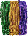 THE MARDI GRAS KREWE - Beads Necklaces Mardi Gras 72 Pack, 6 Dozen 33" 7mm - Party Favors, Parades, Bulk Decorations, Costumes, Festivals, Events - Purple Green Gold