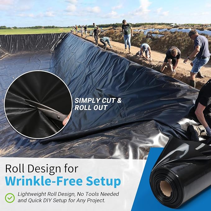 Black Plastic Sheeting, 10 Mil 12' x 100', Crawl Space Vapor Barrier, Vapor - Image 4