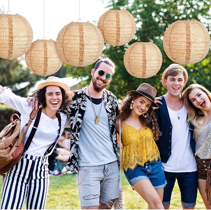 6 Pcs Print Burlap Paper Lanterns Classroom Decor, 8/10 Inch | Boho Hanging - Image 6