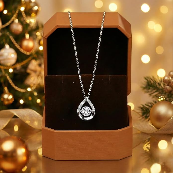 ARINZA Moissanite Necklace for Women, 1 Ct 925 Sterling Silver Dancing Diamond Pendant, 18+2 Inch Chain, Valentine’s Day Christmas Gift for Her, Wife, Mom, Anniversary, Birthday