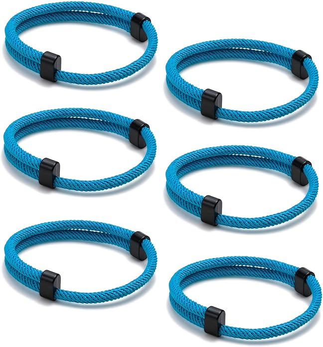 TempBeau Nautical Braided Rope Bracelets Set - 6 Pcs Adjustable Braided Cord Bracelet, Handmade Navy Marine String Bracelet with Metal Knot, Men Women Braided Bracelets Gifts