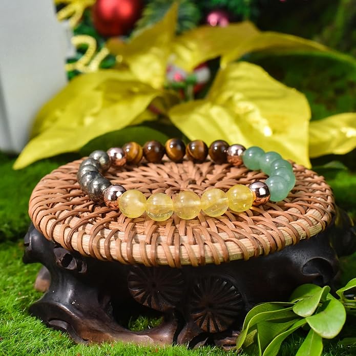 Strong Healing Crystal Bracelet 8MM Genuine Stone Bracelet Lucky Beaded Bracelet Chakra Bracelet 6.5 inch Positive Energy Inspirational Gifts for Women Mom