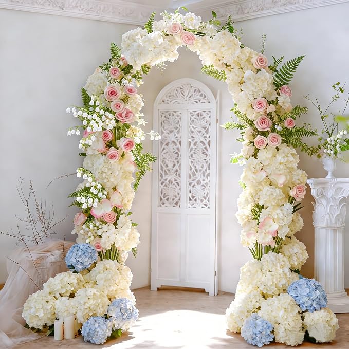 65Pcs Champagne Hydrangea Artificial Flowers Bulk, Realistic Silk Fake Flowers - Image 4