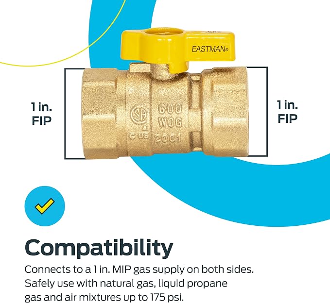 Eastman 1 Inch FIP Straight Gas Ball Valve - Image 3