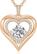 Valentine's Day Gift Moissanite Heart Pendant Necklaces for Women, 925 Sterling Silver Necklace Engraved with 'I LOVE YOU', Ideal Anniversary Birthday Jewelry Gifts for Mom Wife Girlfriend Daughter Her