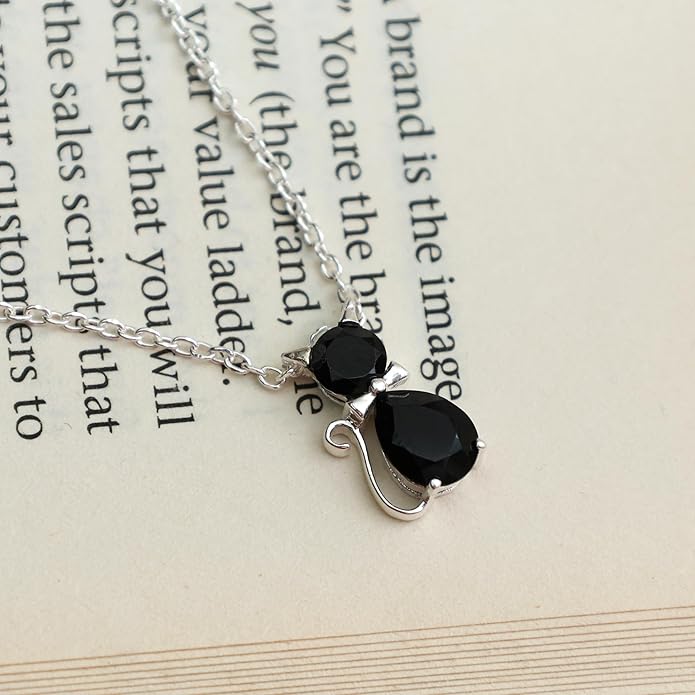 925 Sterling Silver Animal Pendant Necklace Collection for Women | Handmade Natural Gemstone Jewelry | Cat, Bee, Turtle & Bug Designs | Hypoallergenic Silver Necklace Gift for Her