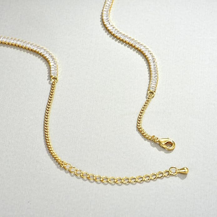 Natural Freshwater Baroque Pearl Necklace 14K Gold Plated Dainty Choker Necklace for Women Girls Snake Chain/Cuban Link/Paperclip/Ball Beaded Chain/Tennis Chain Fashion Jewelry for Gift