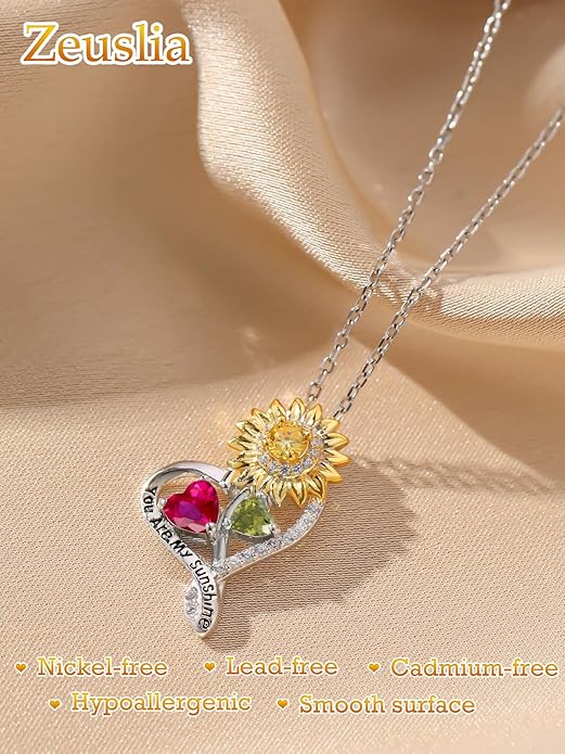 Valentine's Day Gifts for Wife 925 Sterling Silver Double Birthstone Pendant Necklaces I Love You for Always and Forever Necklace Anniversary Birthday Gifts for Wife Girlfriend Mom Her