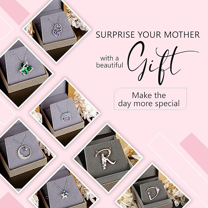 Valentine's Day Gift Butterfly Birthstone Crystal Necklace, Silver Tone with 18”+2” Chain, Necklace for Mother’s Day Anniversary Birthday Gifts for Women and Daughter