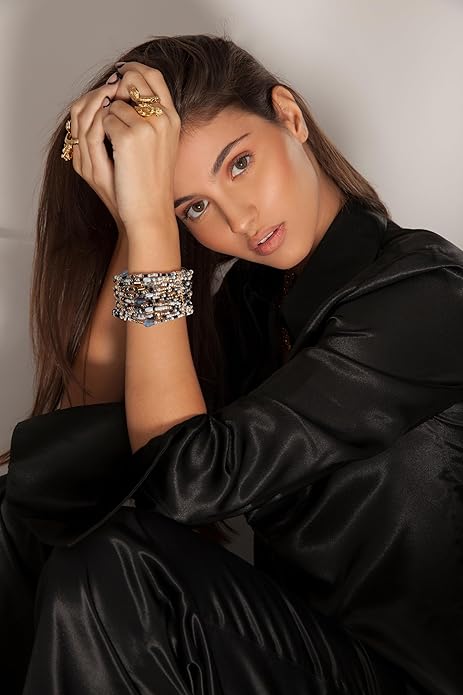 SPUNKYsoul Beaded Stretch Bracelet – Boho Multi-Row Look Bracelet, Vibrant Resort-Style Statement Jewelry