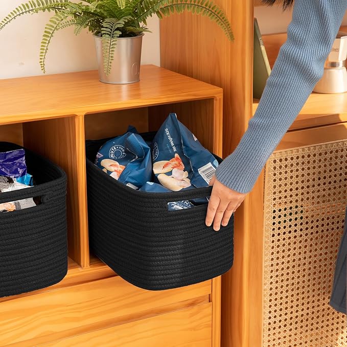 OIAHOMY 4 Pack Storage Baskets for Organizing 24L Cube Storage Bins Black | - Image 3