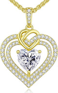 OOBEE Valentines Day Gift Moissanite Heart Necklaces for Women, 1- 4 Carat Moissanite 925 Sterling Silver 14K Gold Plated Pendant Necklace, Ideal Anniversary Birthday Christmas Mothers Day Jewelry Gifts for Mom Wife Her Girlfriend Daughter