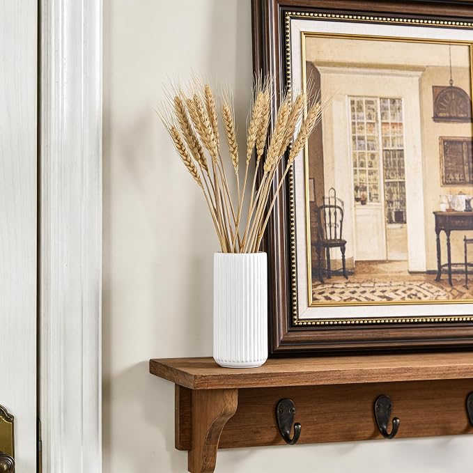 White Ceramic Flower Vase for Pampas Grass, 6 inch Small Decorative Centerpiece - Image 3