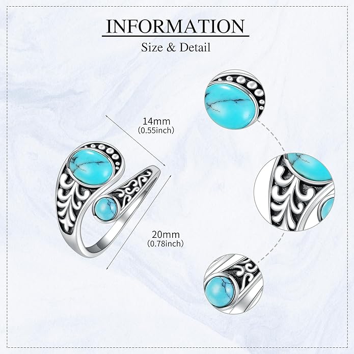 MONGAS Spoon Rings for Women Sterling Silver Horseshoe Witches Knot Filigree Open Adjustable Thumb Rings Horseshoe Witches Knot Filigree Jewelry Gifts for Women