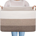 OIAHOMY Large Blanket Basket, 65L Cotton Rope Woven Laundry Basket, Toy Bin by MasterofSpaceOptimization