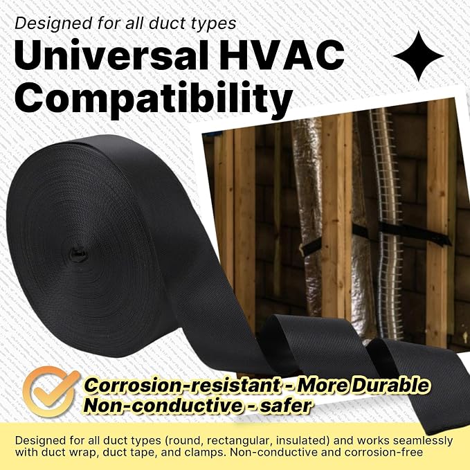 2 Pack Heavy Duty Duct Strap – 1.95 in x 147 ft Black Nylon Strapping - Image 6