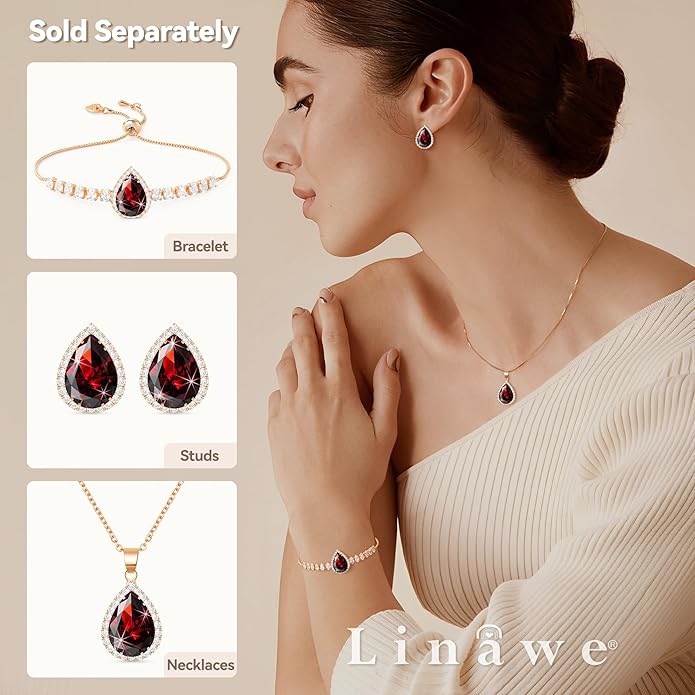 Linawe Women Stud Earrings, Teardrop Diamond Moissanite Cubic Zirconia Earrings Studs Rhinestone Jewelry Gold/Silver/Rose Gold