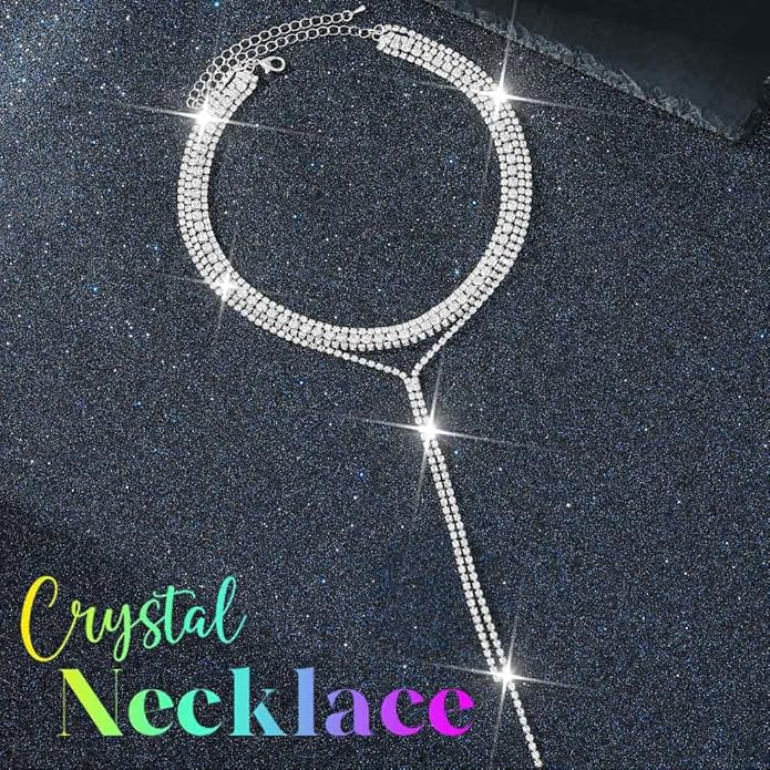 Unicra Black Rhinestone Necklace Diamond Choker Necklaces Formal Bridal Prom Fashion Costume Jewelry Necklace for Women