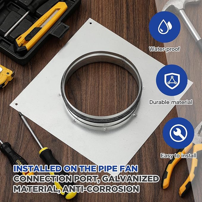 Zonon 6 Inch Duct Connector Flange Galvanized Steel Dryer Vent Connector - Image 5
