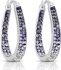 Savlano 14K White Gold Plated Inside Out Crystal Hoop Earrings For Women Comes With Savlano Gift Box