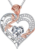 MOOSEA Valentines Day Gifts for Her - 925 Sterling Silver Rose Heart Moissanite Necklace, 1-3 ct VVS1 Clarity Lab Created Moissanite Anniversary Birthday Gifts for Mom Wife Girlfriend Jewelry Gift