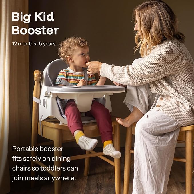 HARPPA 6-in-1 Convertible Baby High Chair for Toddlers, Foldable Highchair with Removable Tray for Eating & Playing, Adjustable 5-Point Safety Harness, Toddler High Chair with PU Cushion, Grey