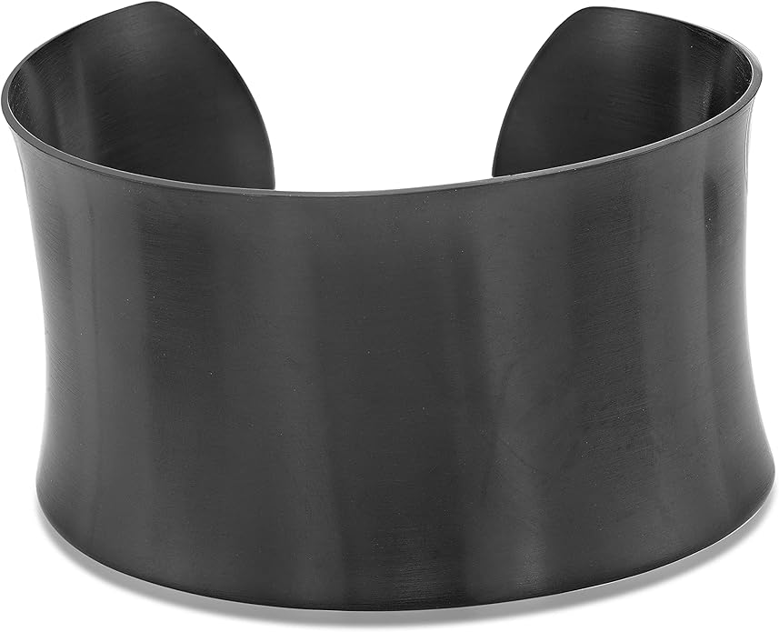 Lavari Jewelers 7 Inches Long Wide Open Cuff Bangle Bracelet for Women I 2.5 Inches in Diameter and 1.5 Inches in Height I Ion Plated Stainless Steel or Satin Finish Bangle for Her I Wide Bracelet
