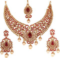 Touchstone Indian jewelry sets for women tikka wedding necklace costume guest statement bollywood rhinestones crystal faux pearls gold big royal neck piece set bridal fashion accessories