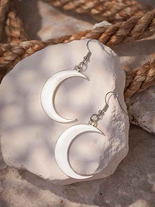 MINACHI Simple Crescent Moon Dangle Drop Earrings, Fashion Statement Jewelry Gift for Women