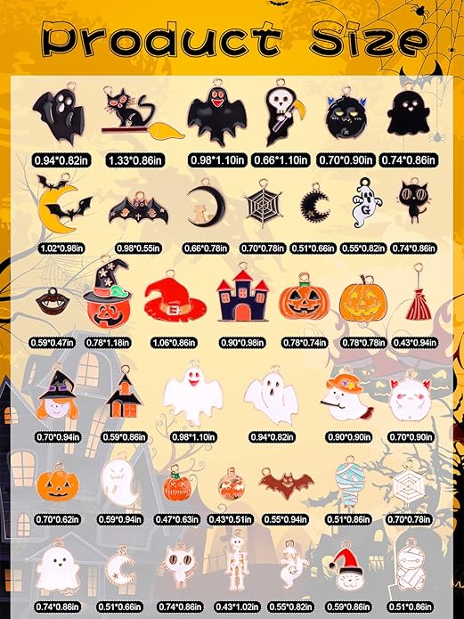 Kalolary Halloween Charms Alloy Enamel Bracelet Metal Earring Kawaii Pendant for Party DIY Jewelry Necklace Making Supplies