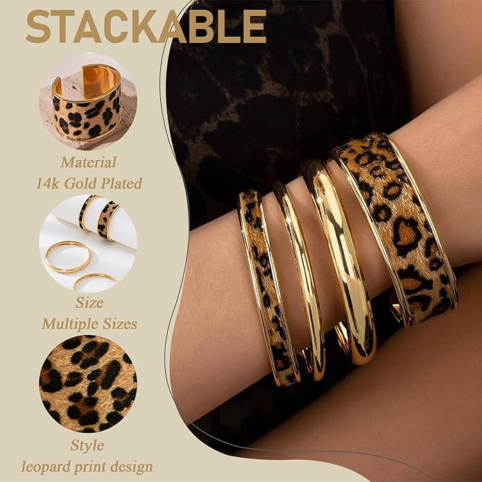 YEEZII Gold Bangle Bracelets for Women, 7Pcs 14K Gold Plated Boho Indian Multi Stackable Textured Bracelets, Chunky Bangles Set for Women Jewelry Gifts