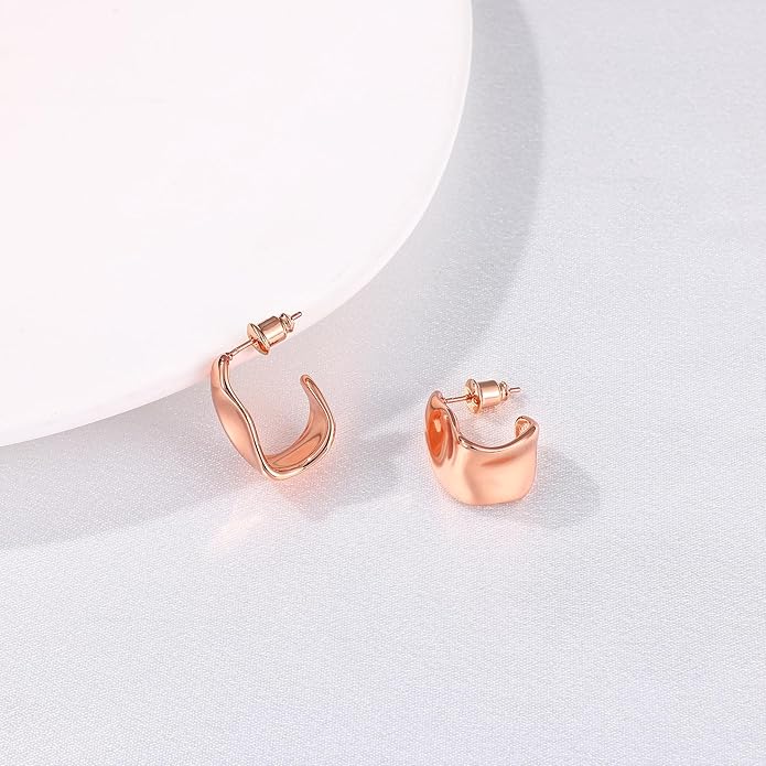 Gacimy Chunky Earrings for Women, Teardrop Earrings with 925 Sterling Silver Post, 14K Gold Plated Statement Drop for Women