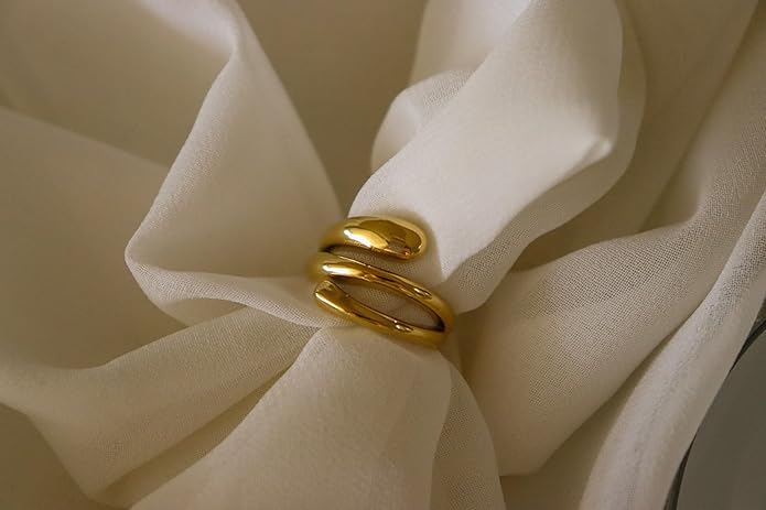 Elegant 18K Gold Plated Stainless Steel Ring – Fine Metal-Plated Jewelry with Durable, Scratch-Resistant Design for Daily Wear & Special Occasions