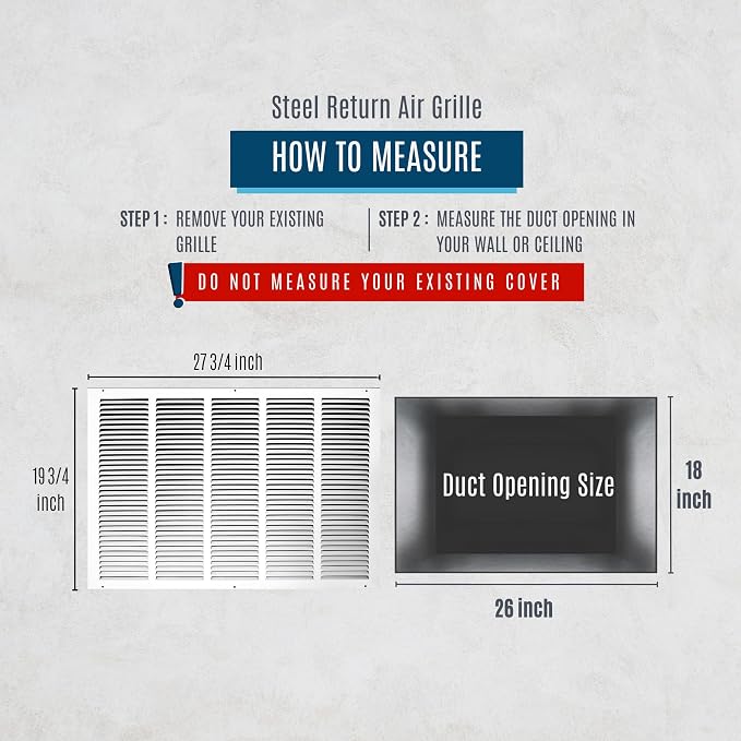 Fits 26x18 Duct Opening | Steel Return Air Grille by Handua | Vent Cover Grill - Image 2