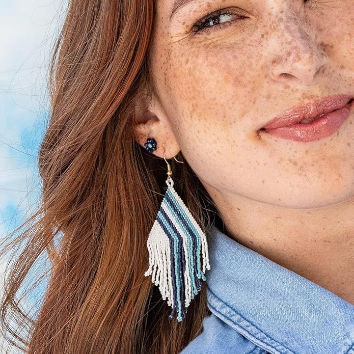 INK+ALLOY Game Day Earrings for Women, Luxe Beaded Fringe Earrings for Football Gameday Outfits, Handmade Jewelry for College Students, Team Gifts, Teachers, Football Moms
