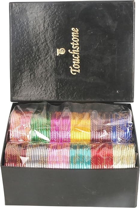 Touchstone indian bangles bracelets for women colorful churiyan set return gifts jewelry chudiya bulk pack bollywood metal bangle sets 12 textured vintage colors. Set of 144