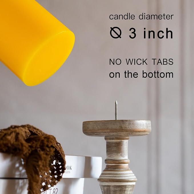 MOZEAL 3" x 4" Hand-Poured Unscented Candle, Dripless Pillar Candle Set of 3 - Image 4