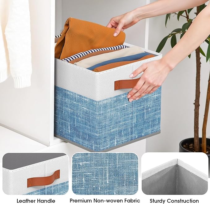 Collapsible Storage Baskets for Shelves, 6 Pack Foldable Fabric Storage Bins - Image 5