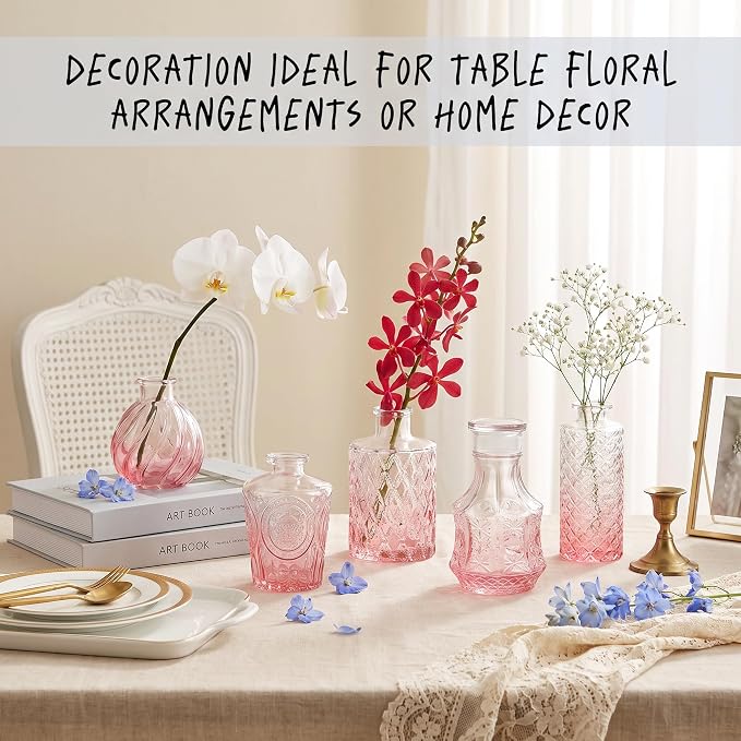 Clear Glass Bud Vase Set of 14 Pcs, Small Bud Vases in Bulk, Glass Crystal - Image 7